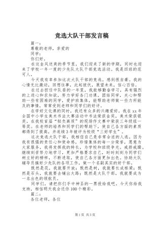 竞选大队干部发言