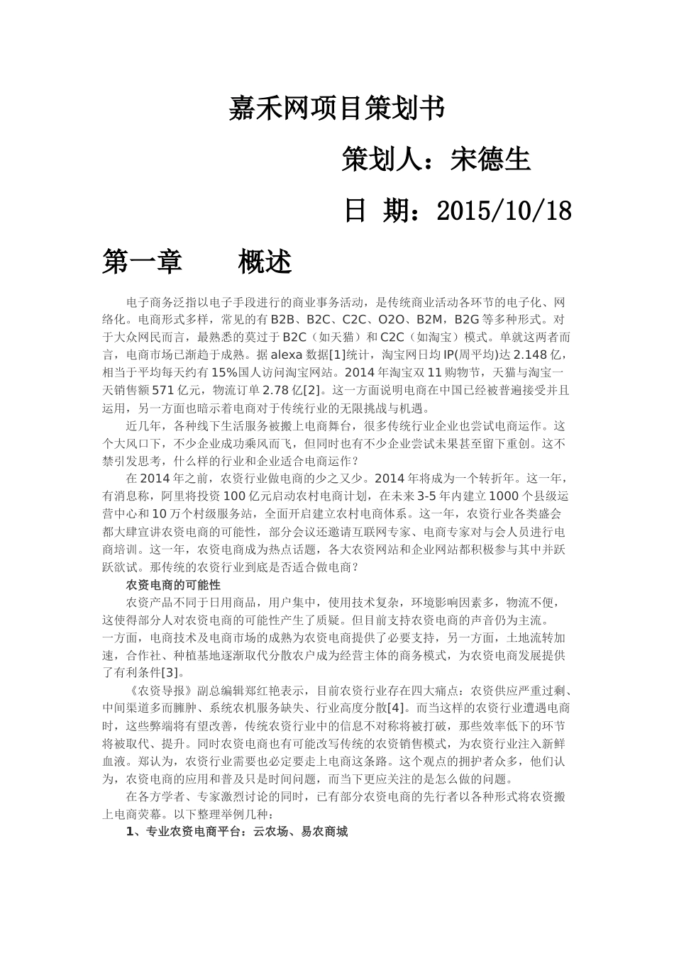 电子商务项目规划书实例_第1页