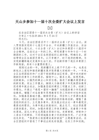天山乡参加十一届十次全委扩大会议上发言稿[1]