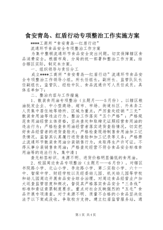 食安青岛、红盾行动专项整治工作实施方案