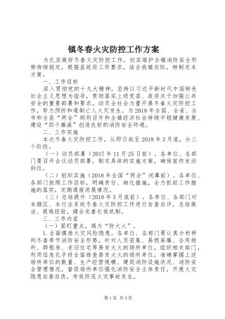 镇冬春火灾防控工作方案