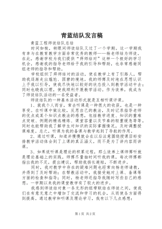 青蓝结队发言