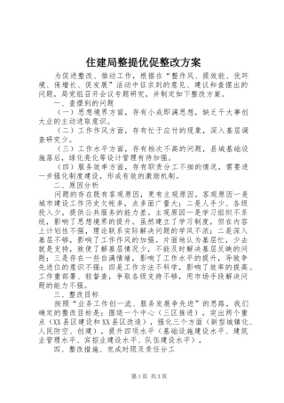住建局整提优促整改方案