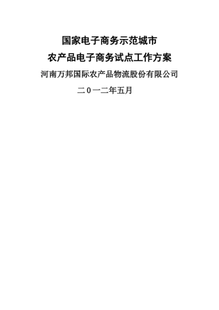 国家电子商务示范城市涉农电子商务应用试点工作方案