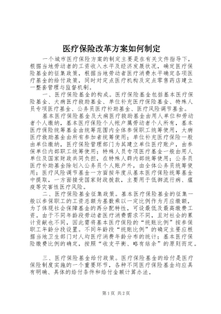 医疗保险改革方案如何制定