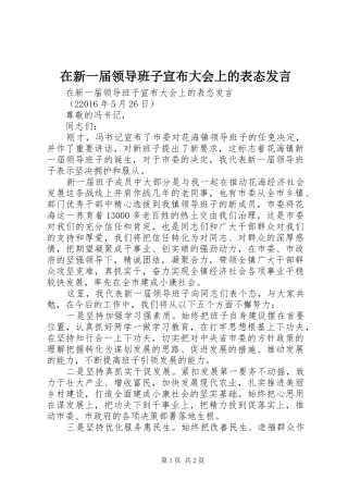 在新一届领导班子宣布大会上的表态发言稿
