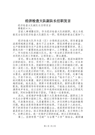 经济检查大队副队长任职发言稿 (2)