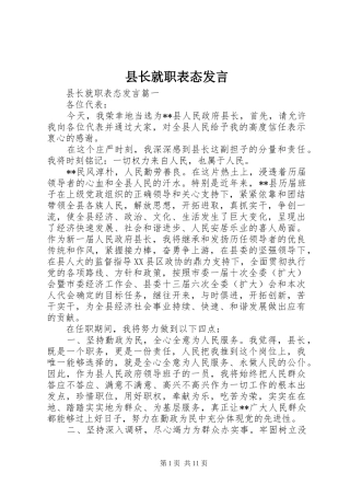 县长就职表态发言稿