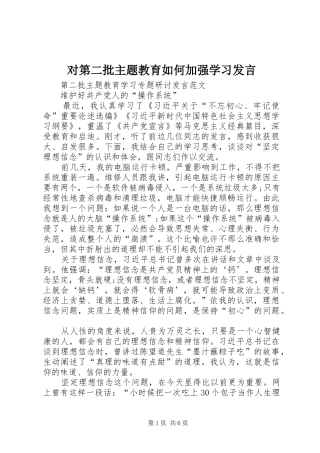 对第二批主题教育如何加强学习发言稿 (3)