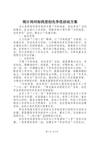 统计局对标找差创先争优活动方案
