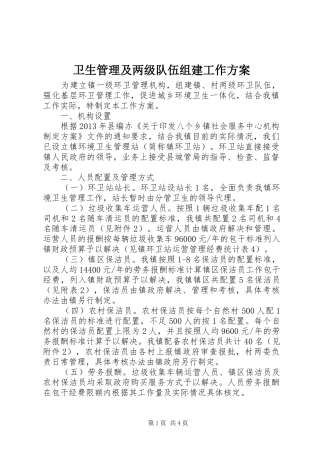 卫生管理及两级队伍组建工作方案