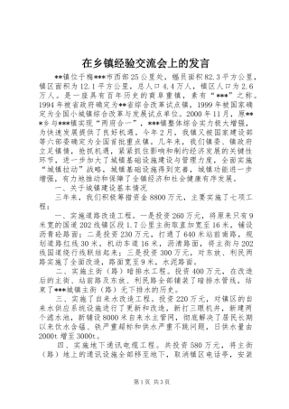 在乡镇经验交流会上的发言稿 (3)