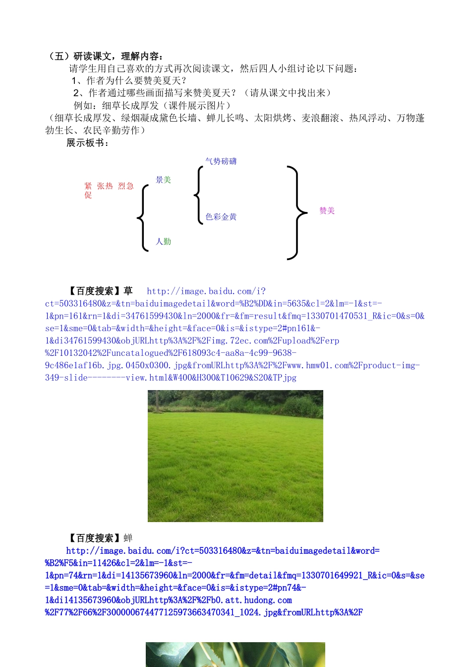 教学中的互联网搜索教案：《夏》_第3页