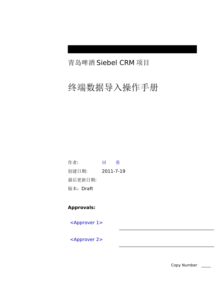 青啤Siebel CRM终端数据导入操作手册V10_第1页