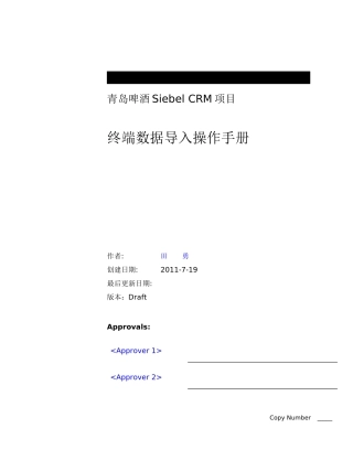 青啤Siebel CRM终端数据导入操作手册V10