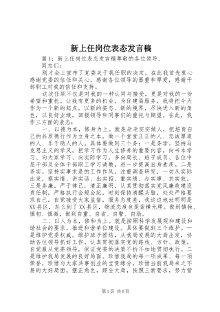 新上任岗位表态发言