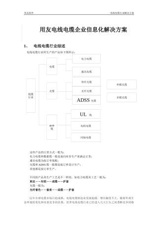 用友电线电缆企业信息化解决方案