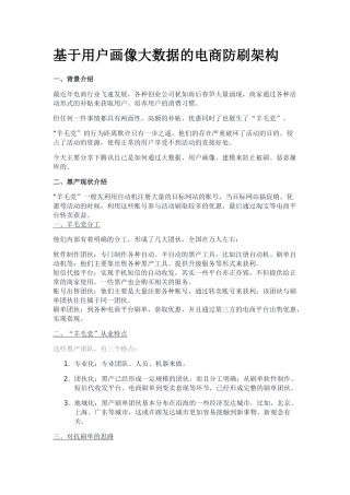 基于用户画像大数据的电商防刷架构(DOC11页)