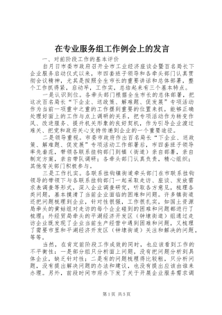 在专业服务组工作例会上的发言稿