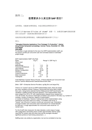 您需要多少人来支持SAP项目？1