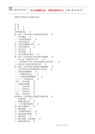 成都大世界商业公园项目企划