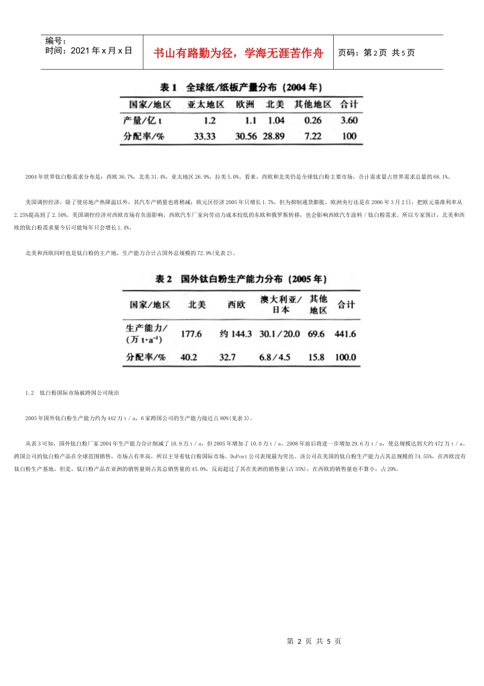 我国钛白粉厂家将面临同跨国公司在国内市场的竞争(上)_第2页