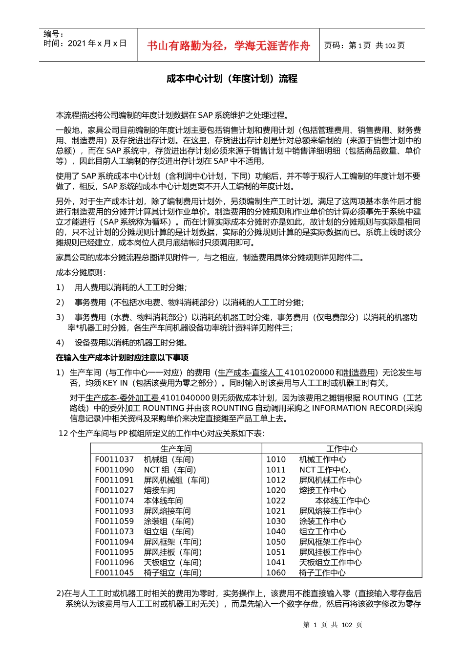 成本中心的年度计划_第1页