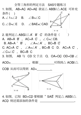 (完整word版)全等三角形判定SAS专题练习