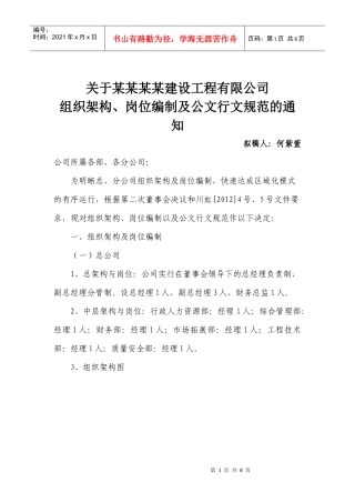总公司组织架构及总分公司公文行文规范