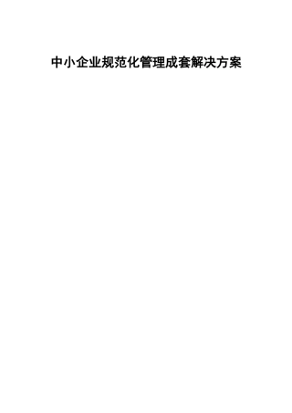 我国中小企业规范化管理成套解决方案
