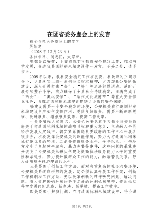 在团省委务虚会上的发言稿