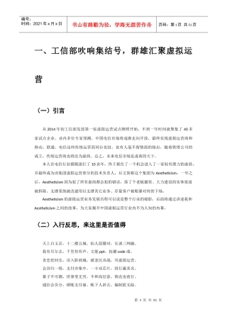 我在虚拟运营商的日子里