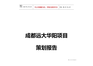 成都某楼盘项目策划报告