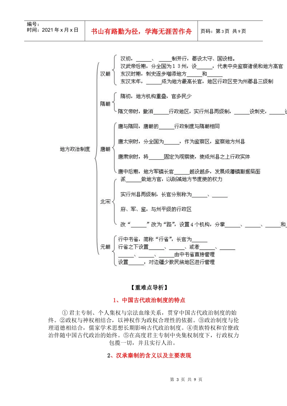 必修1第3课 从汉至元政治制度的演变_第3页