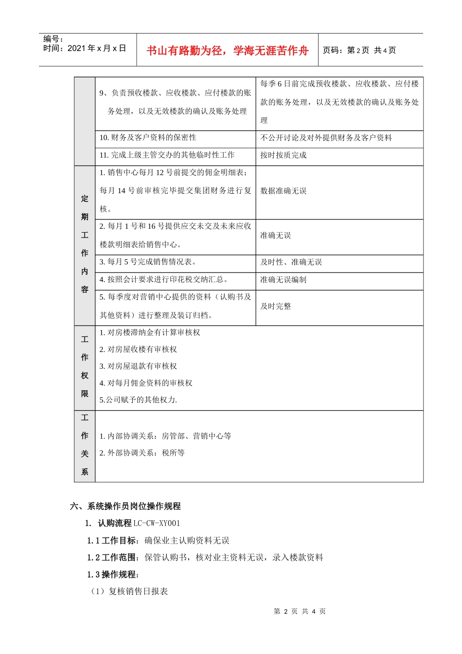 房产公司系统管理员岗位说明书_第2页