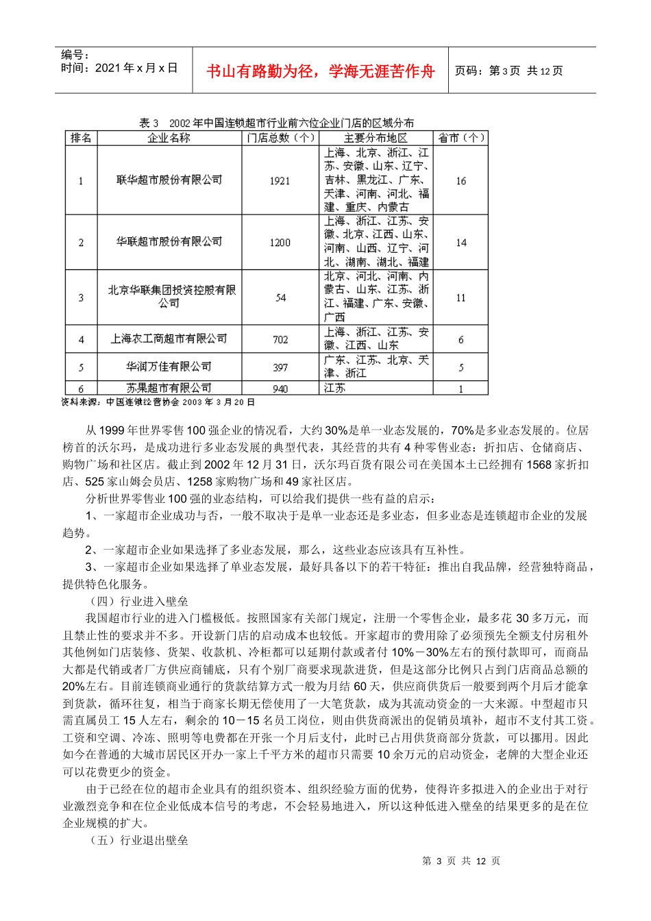 我国连锁超市行业的SCP模式分析_第3页