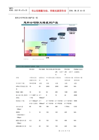思科公司pix防火墙产品一览
