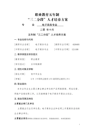 电子商务专业三二分段人才培养标准