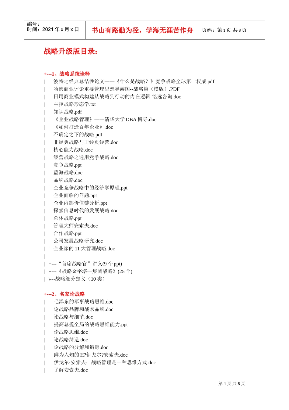 战略升级版目录（简）(DOC8页)_第1页