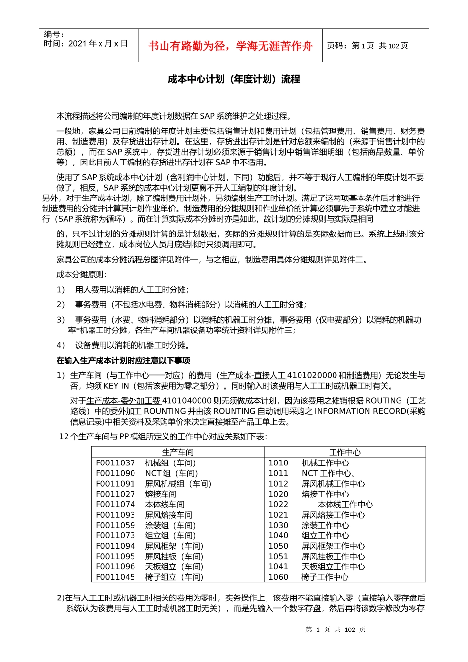 成本中心年度计划流程简介_第1页
