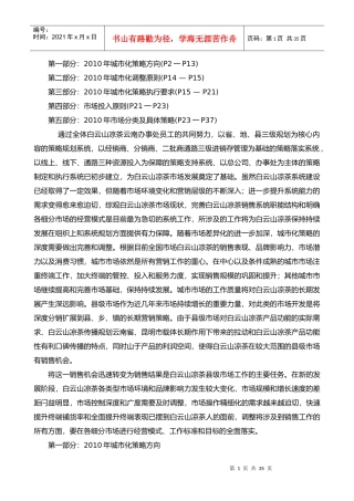 快消品城市化策略方案