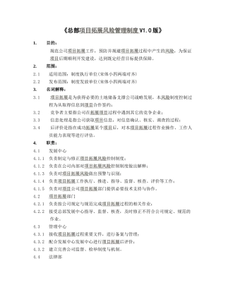总部项目拓展风险管理制度