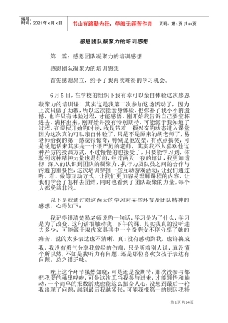 感恩团队凝聚力的培训感想(DOC34页)