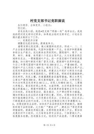 村党支部书记竞职演说稿 (4)