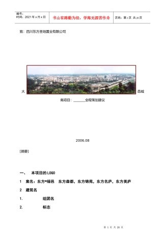 成都大邑某项目全案建议书