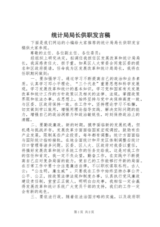 统计局局长供职发言