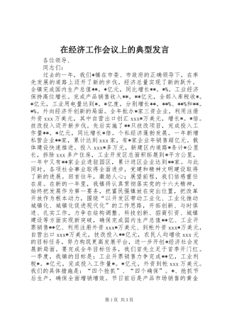 在经济工作会议上的典型发言稿