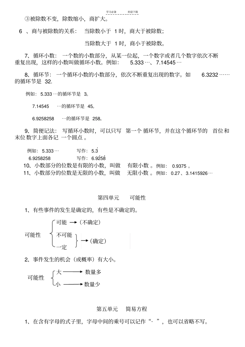 人教版小学五年级数学上册知识点归纳总结_第3页