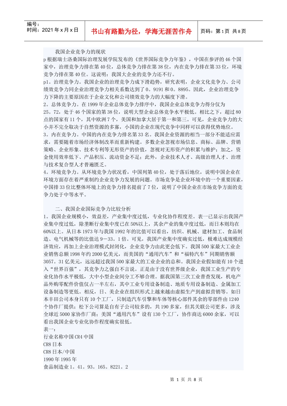 我国企业竞争力的现状_第1页