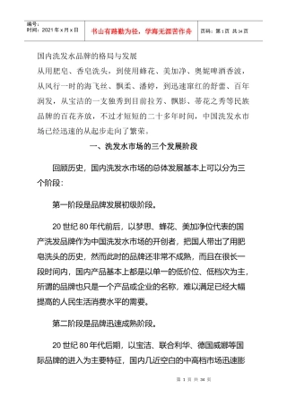 我洗发水品牌的格局与发展